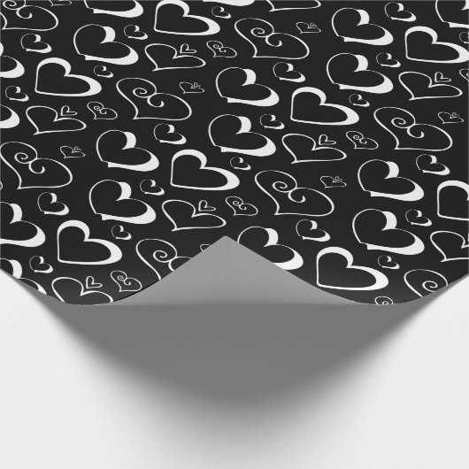 Whitepaper zum Thema Schwarze und weiße Herzen Geschenkpapier (Ecke)