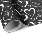 Whitepaper zum Thema Schwarze und weiße Herzen Geschenkpapier (Rolleneckpunkt)