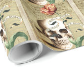 Whitepaper zum Thema "Steampunk Skull Floral Writi Geschenkpapier (Rolleneckpunkt)