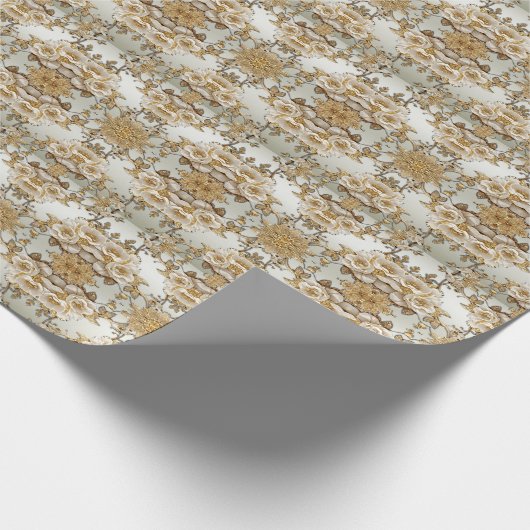 Whitepaper zum Umpacken Verzierter Blume Geschenkpapier (Ecke)