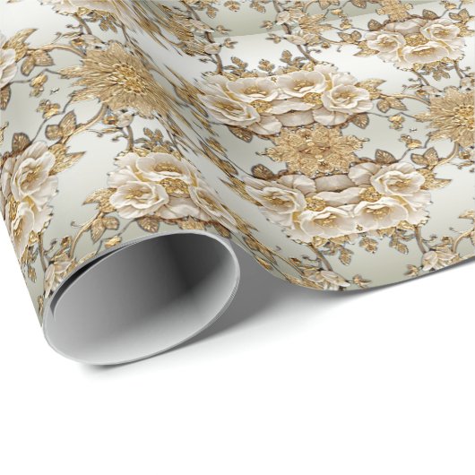 Whitepaper zum Umpacken Verzierter Blume Geschenkpapier (Rolleneckpunkt)