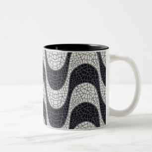 Whiter Black and mosaic wave mug Zweifarbige Tasse