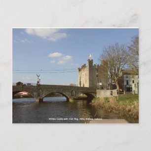 Whites Castle Athy, irische Trikolore-Flagge Feiertagspostkarte
