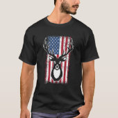 Whitetail Big Bucks Deer Junting USA Flag T-Shirt (Vorderseite)