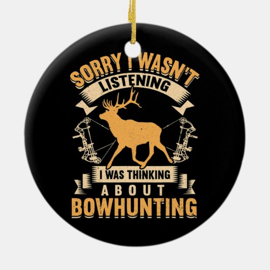 Whitetail Buck Bowhunting Hirsche Jagd Bow Hunter Keramik Ornament (Hinten)