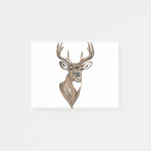 Whitetail Buck Deer Head Post-it Klebezettel