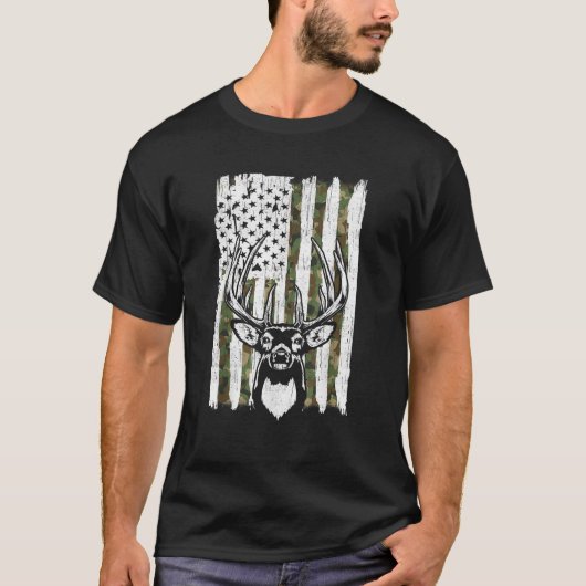 Whitetail Buck Deer Hunting American Camouflage US T-Shirt (Vorderseite)