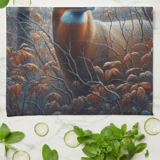 Whitetail Buck Deer im Wald Geschirrtuch (Gefaltet)