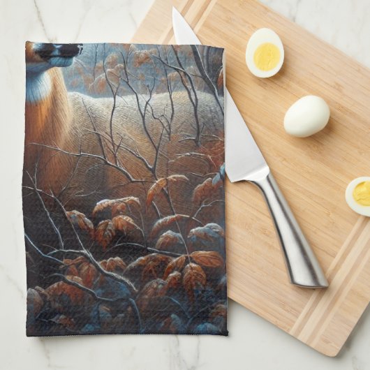 Whitetail Buck Deer im Wald Geschirrtuch (Viertel Falte)