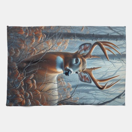 Whitetail Buck Deer im Wald Geschirrtuch (Horizontal)