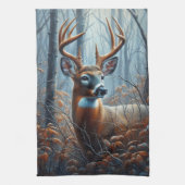 Whitetail Buck Deer im Wald Geschirrtuch (Vertikal)