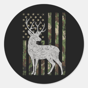 Whitetail Buck Deer Jagd American Camouflage Us Runder Aufkleber