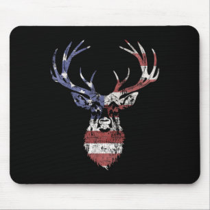 Whitetail Buck Deer Jagd auf amerikanische Flagge Mousepad