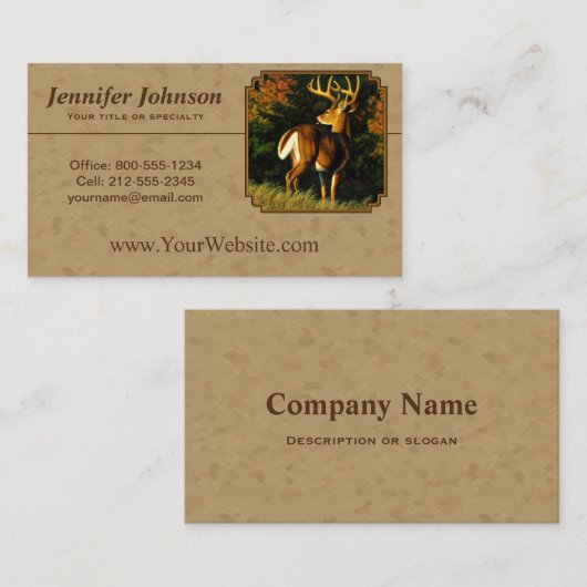 Whitetail Buck Deer Jagdtan Visitenkarte (Vorne/Hinten)