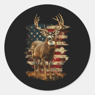 Whitetail Buck Deer Jagen 4. Juli US-amerikanische Runder Aufkleber
