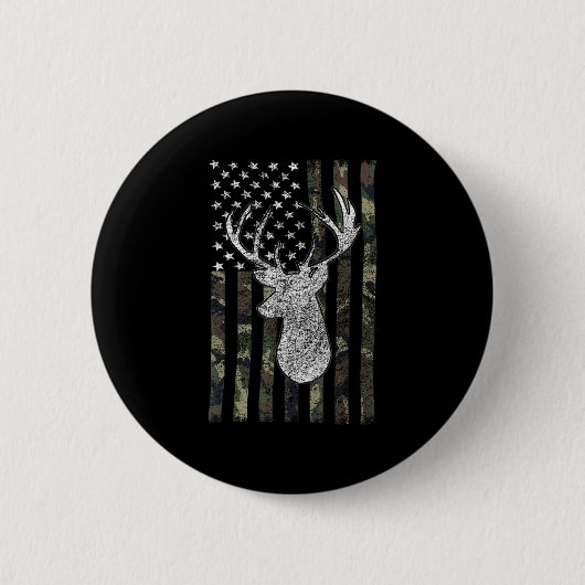 Whitetail Buck Deer Junting American Camouflage US Button (Vorderseite)