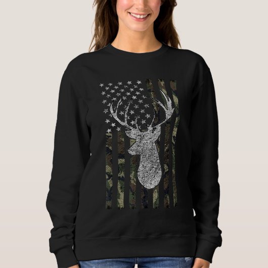 Whitetail Buck Deer Junting American Camouflage US Sweatshirt (Vorderseite)
