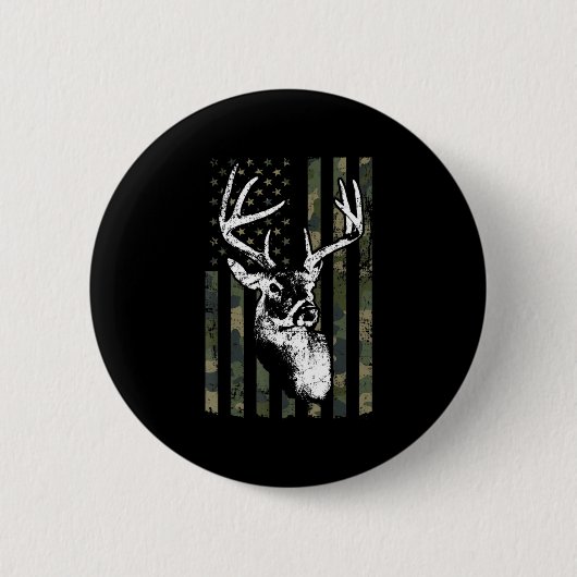 Whitetail Buck Deer Junting USA Camouflage America Button (Vorderseite)