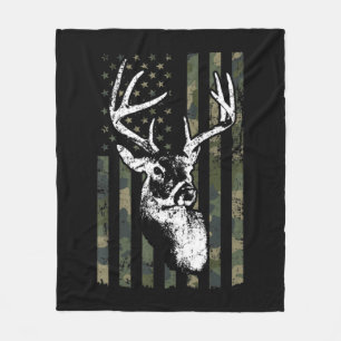 Whitetail Buck Deer Junting USA Camouflage America Fleecedecke