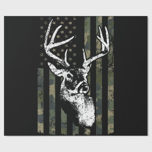 Whitetail Buck Deer Junting USA Camouflage America Geschenkpapier (Flach)