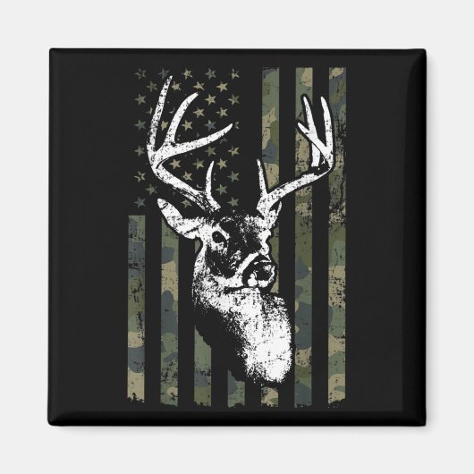 Whitetail Buck Deer Junting USA Camouflage America Magnet (Vorne)