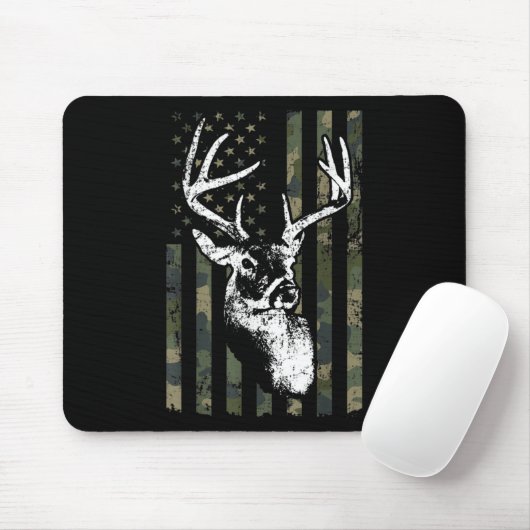 Whitetail Buck Deer Junting USA Camouflage America Mousepad (Mit Mouse)