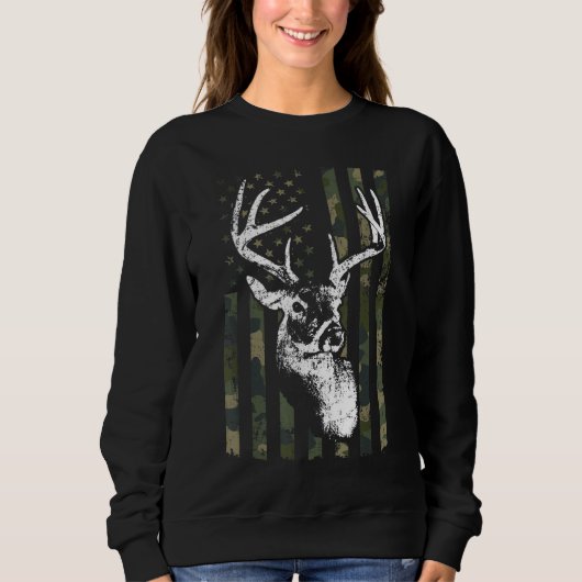 Whitetail Buck Deer Junting USA Camouflage America Sweatshirt (Vorderseite)