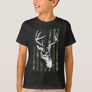 Whitetail Buck Deer Junting USA Camouflage America T-Shirt