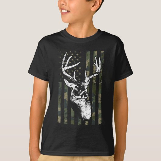 Whitetail Buck Deer Junting USA Camouflage America T-Shirt (Vorderseite)
