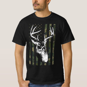 Whitetail Buck Deer Junting USA Camouflage America T-Shirt
