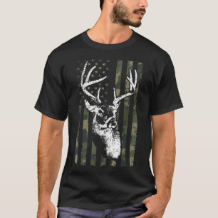 Whitetail Buck Deer Junting USA Camouflage America T-Shirt