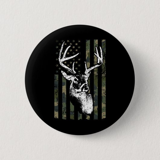 Whitetail Buck Deer Junting Usa Camouflage Amerika Button (Vorderseite)