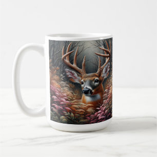 Whitetail Buck Deer Pinkeln durch Waldfolien Kaffeetasse