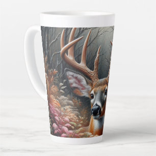 Whitetail Buck Deer Pinkeln durch Waldfolien Milchtasse