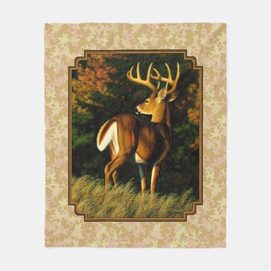 Whitetail Buck Herbstleaves Fleecedecke (Vorderseite)