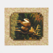 Whitetail Buck Herbstleaves Fleecedecke (Vorderseite (Horizontal))