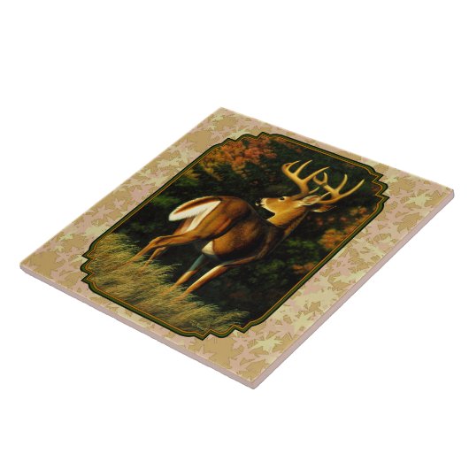 Whitetail Buck Herbstleaves Fliese (Seite)