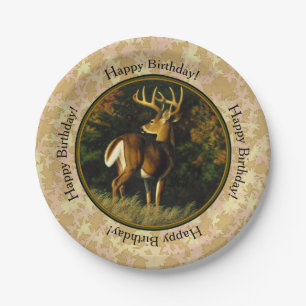Whitetail Buck Herbstleaves Pappteller