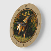 Whitetail Buck Hirsch Jagd Tan Große Wanduhr (Winkel)