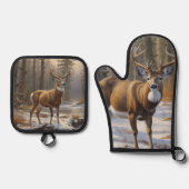 Whitetail Buck Ofenhandschuh & Topflappen-Set (Vorderseite)