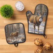 Whitetail Buck Ofenhandschuh & Topflappen-Set (Oben Unten)