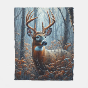 Whitetail Buck Stehend im Wald Fleecedecke