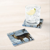 Whitetail Buck Winter Rechteckiger Pappuntersetzer (Vor Ort)