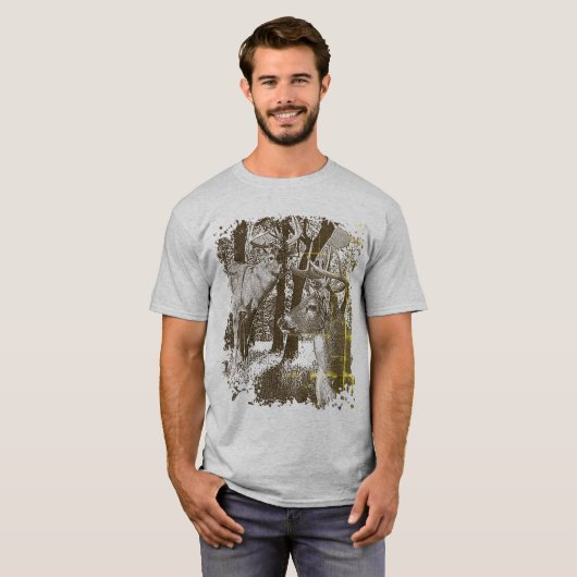 WhiteTail Deer, Alert Bucks, T-Shirt (Vorne ganz)