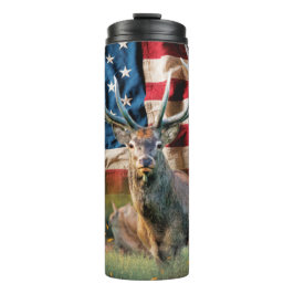 Whitetail Deer American Flag Woods Thermosbecher