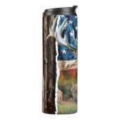 Whitetail Deer American Flag Woods Thermosbecher (Nach links gedreht)