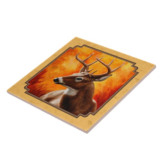 Whitetail Deer Autumn Gold Fliese (Seite)
