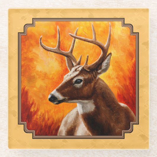 Whitetail Deer Autumn Gold Glasuntersetzer (Vorderseite)