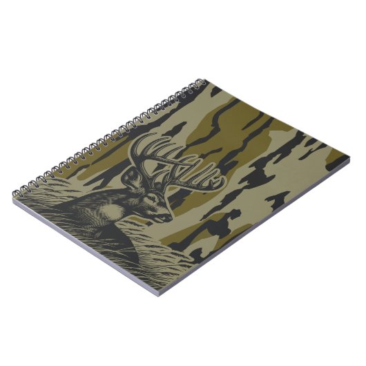 Whitetail Deer Bottomland Camouflage Hirsche Jagd Notizblock (Linke Seite)