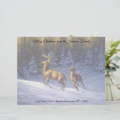 Whitetail Deer Buck & Dock im Winterschnee Briefbogen (Stehend Vorderseite)